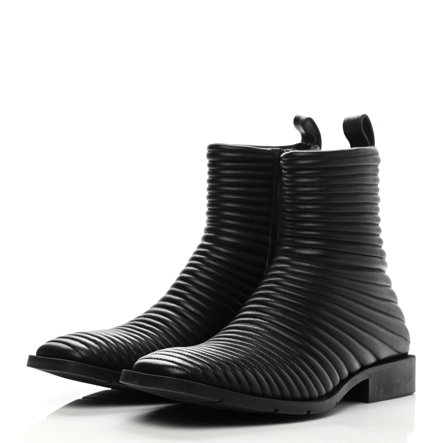 Calfskin Padded Quilted Ankle Boots 41 Black