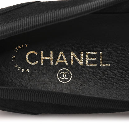 Chanel Kid Suede CC Grosgrain Moccasin Loafers 37.5 Black 8 of 9
