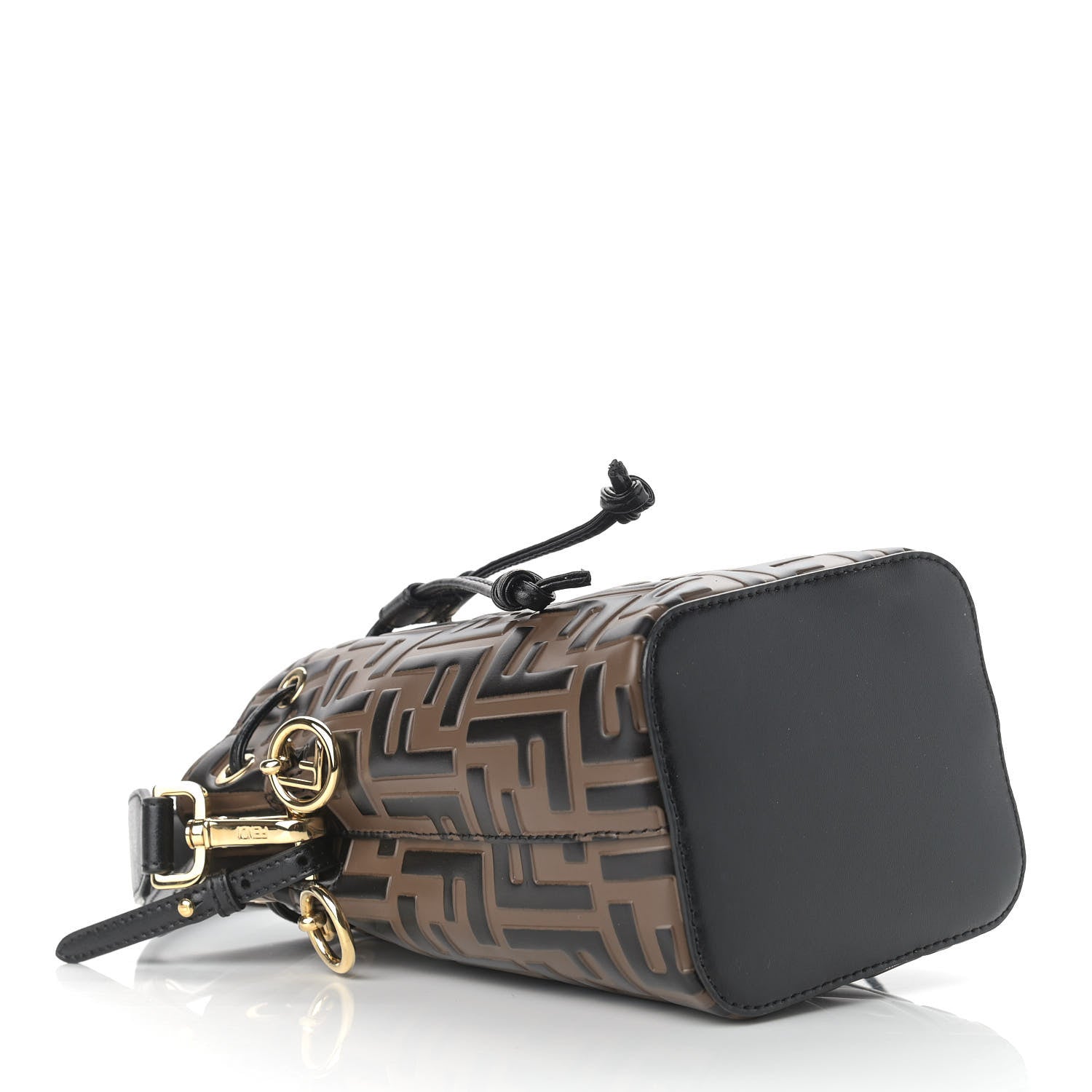 Fendi Vitello Liberty F is Fendi Bi-Color FF 1974 Embossed Mini Mon Tresor Bucket Bag Maya Black 4 of 10