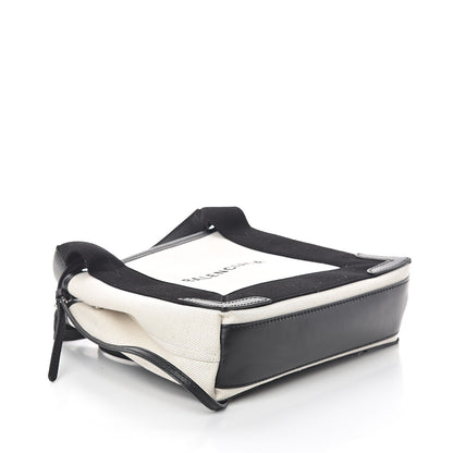 Balenciaga Cotton Canvas Calfskin Navy Cabas XS Natural Black 3 of 9