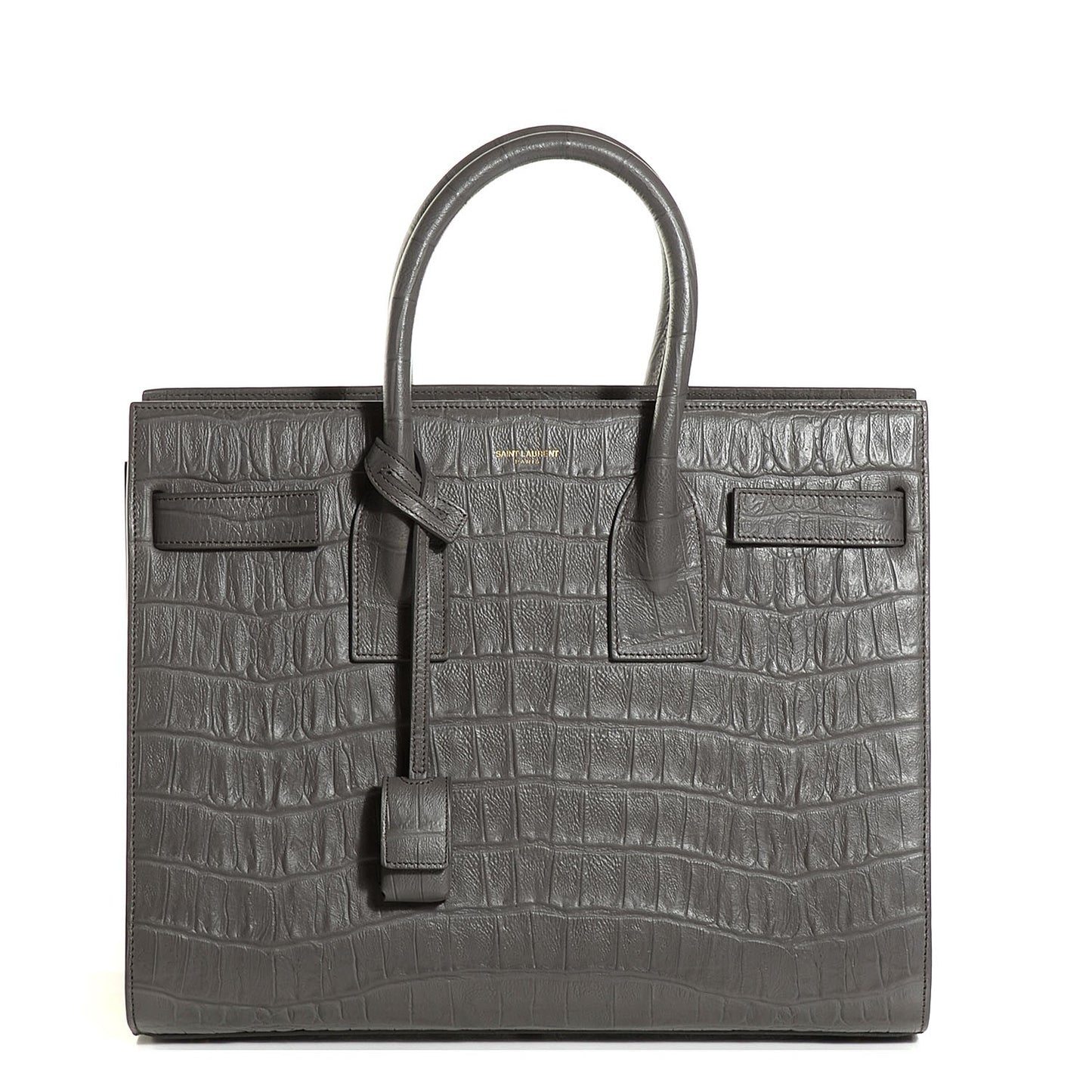 Calfskin Crocodile Embossed Small Sac De Jour Fog