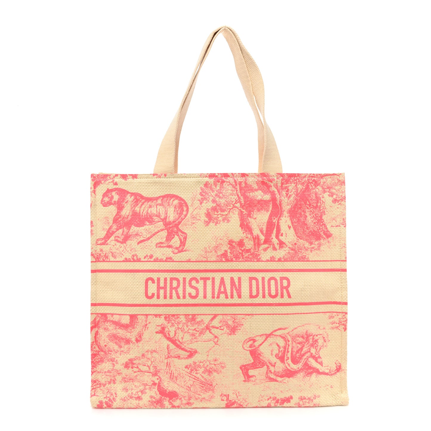 Straw Dioriviera Tote Pink