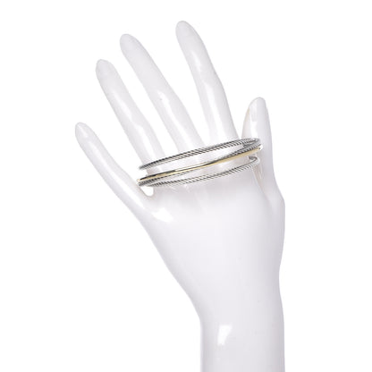 David Yurman Sterling Silver 18K Yellow Gold Crossover Three Row Cuff Bracelet 2 of 5