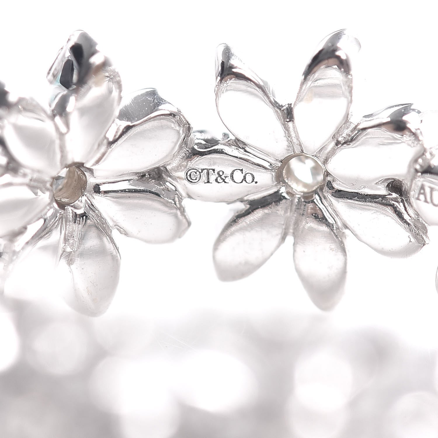 Tiffany 18K White Gold Diamond Daisy Metro Band Ring 49 4.75 5 of 6