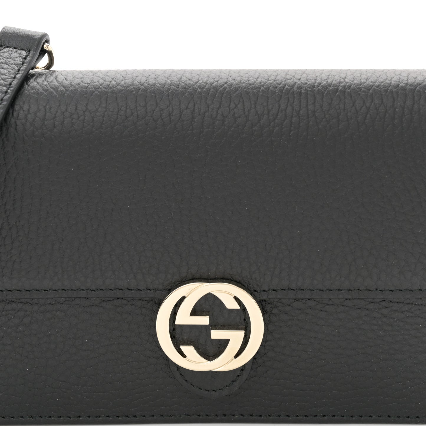Dollar Calfskin Interlocking G Chain Wallet Black