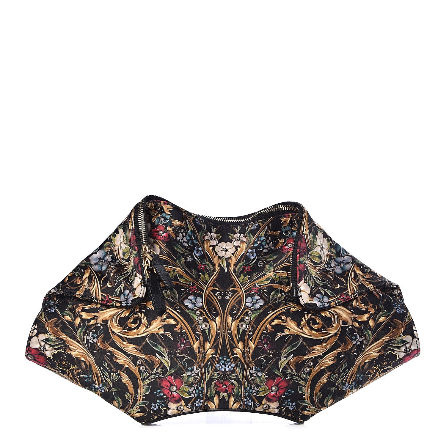 Alexander McQueen Silk Floral Print De Manta Clutch Black Multicolor 1 of 10