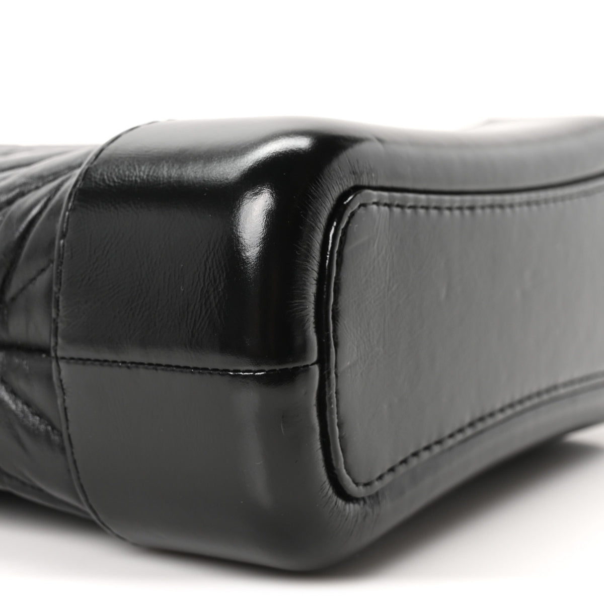 Aged Calfskin Chevron Quilted Small Gabrielle Hobo Black