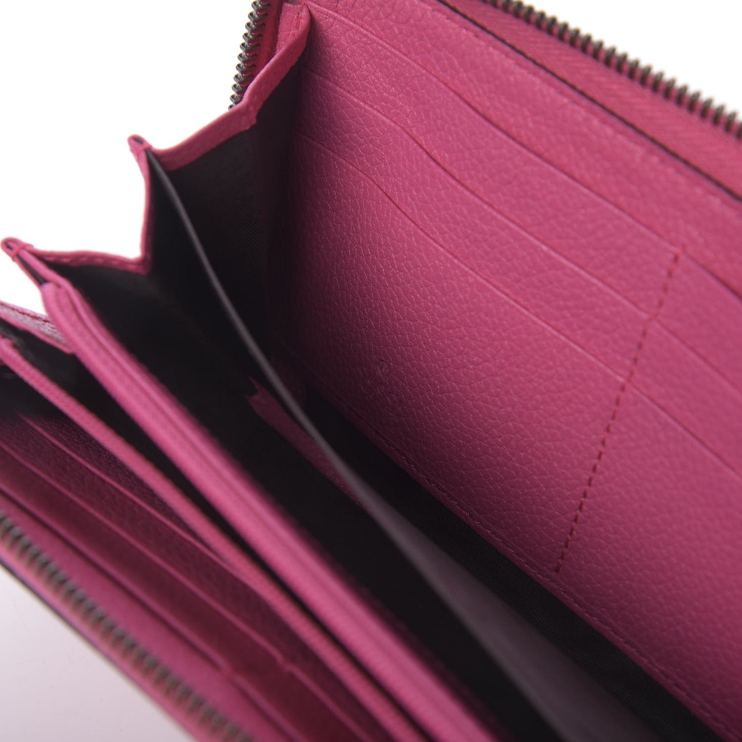 Grained Calfskin Logo Zip Around Wallet Box Pink Green