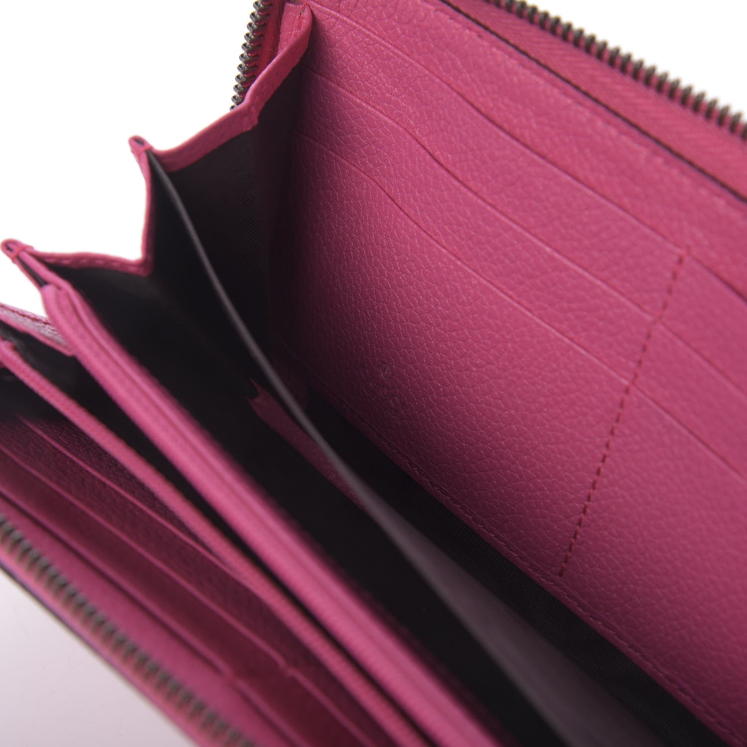 Gucci Grained Calfskin Logo Zip Around Wallet Box Pink Green 8 of 9