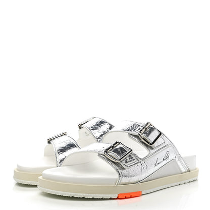 Louis Vuitton Metallic Mix Materials Mens LV Script Trainer Mules 9 Silver Multicolor 3 of 9