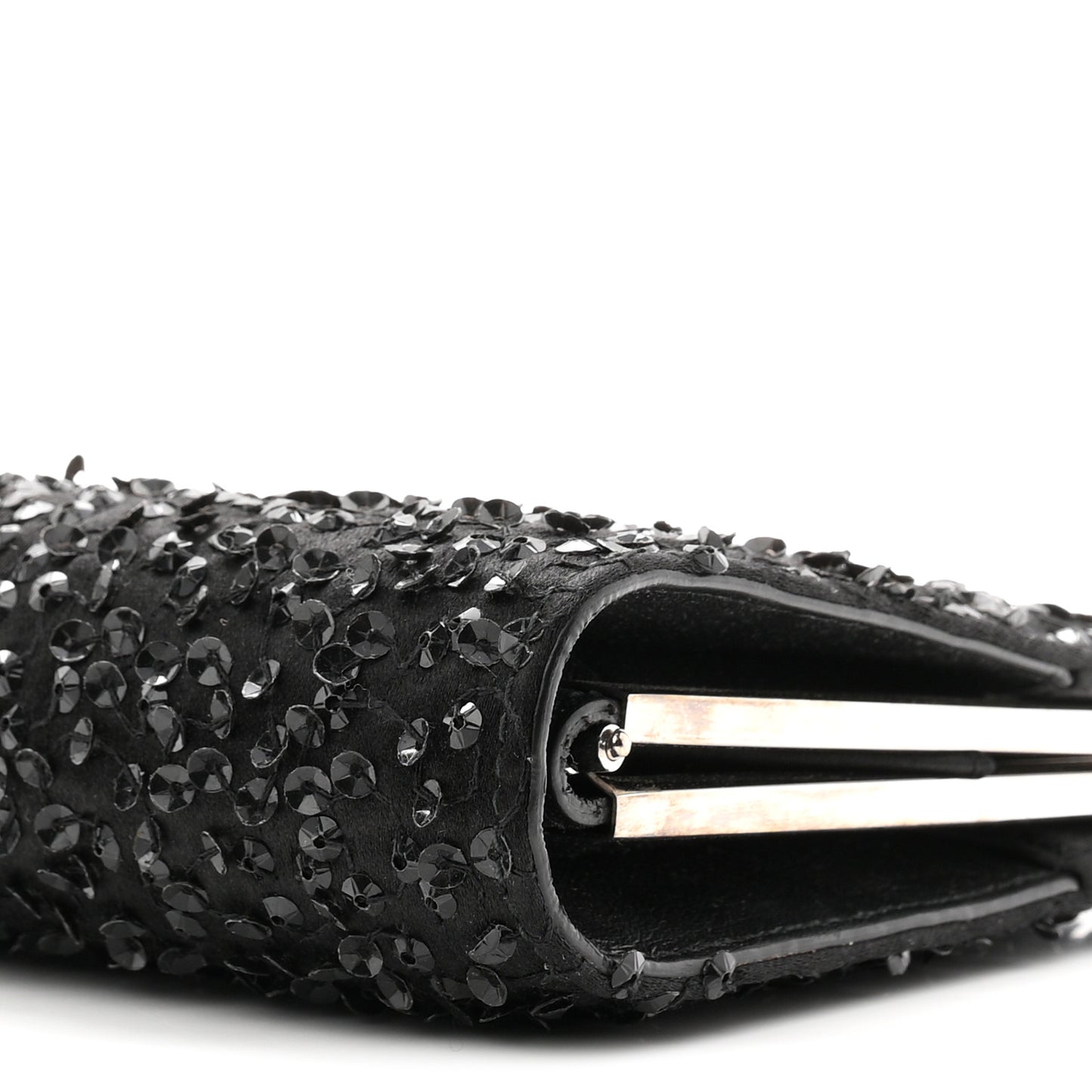 Satin Sequin Kameron Clutch Black