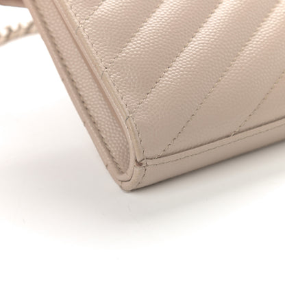 Saint Laurent Grain De Poudre Matelasse Chevron Monogram Chain Wallet Rose Poudre 13 of 18