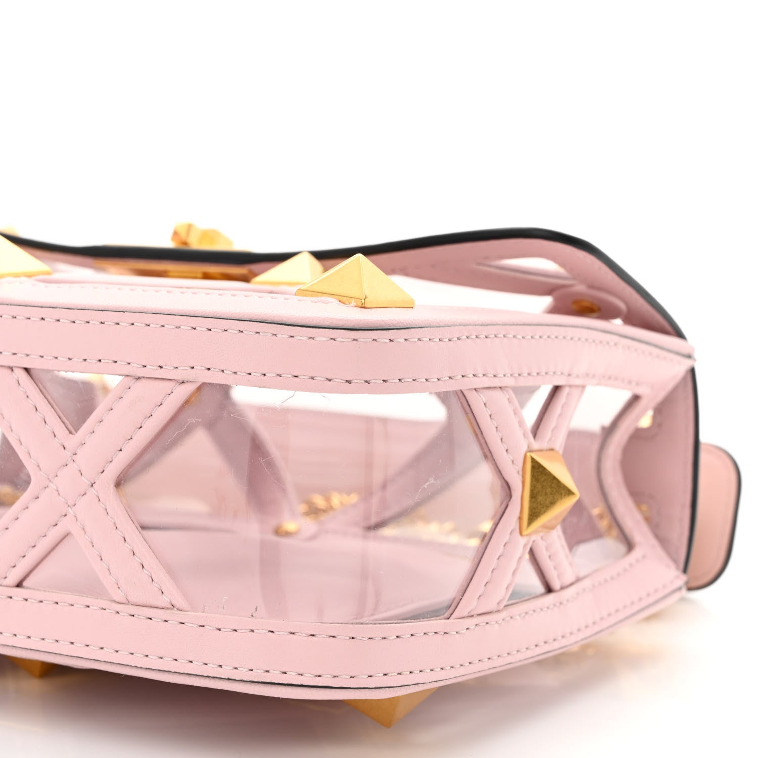 Valentino Garavani PVC Calfskin Medium Roman Stud Shoulder Bag Transparent Rose Quartz 11 of 11