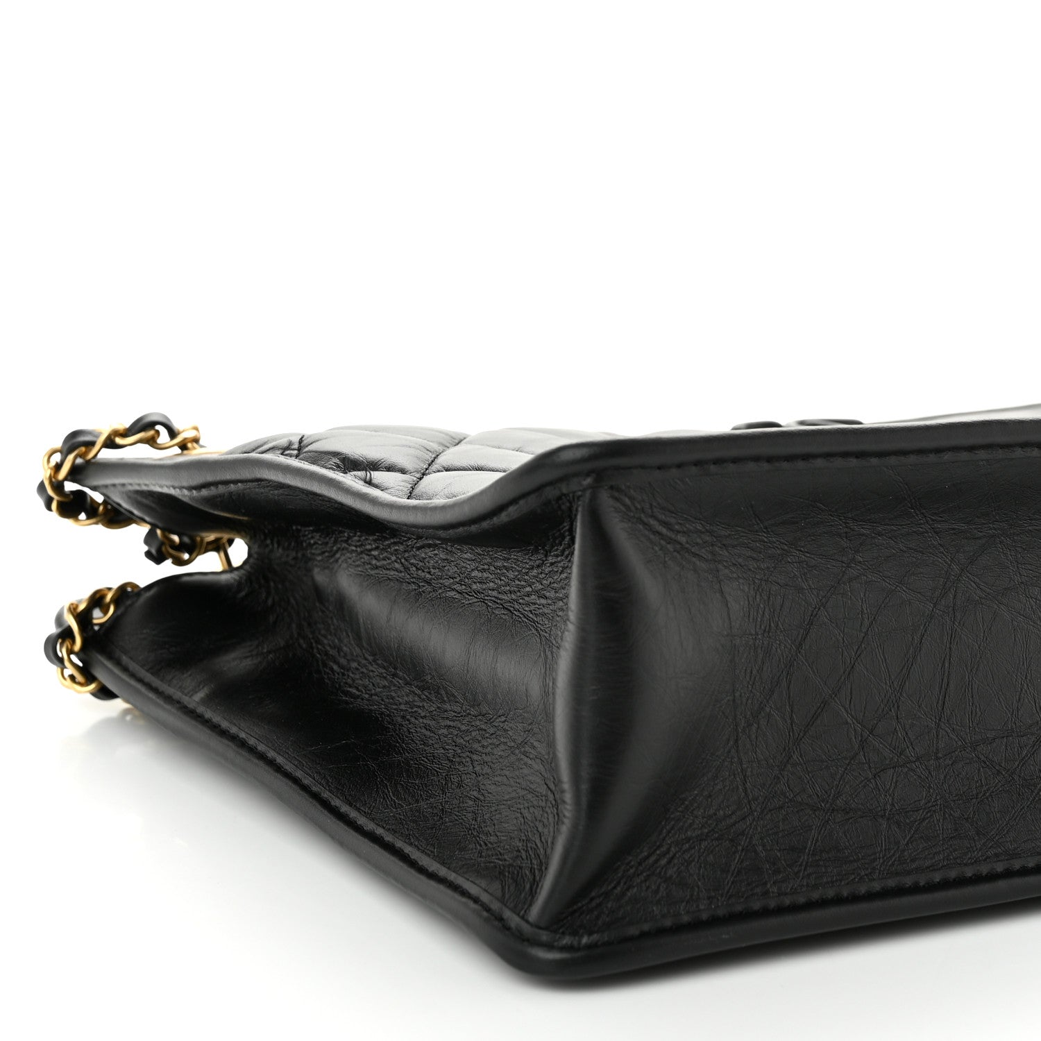 Chanel Aged Calfskin Quilted Graphic Catch Shopping Bag Black 8 of 9