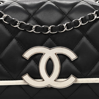 Chanel Lambskin Quilted Flap Black White 8 of 12