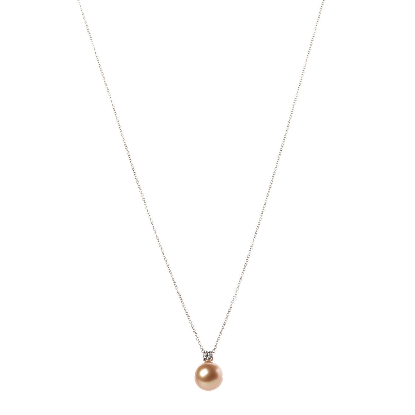 18K Yellow Gold Pearl Diamond South Sea Pearl Pendant Necklace