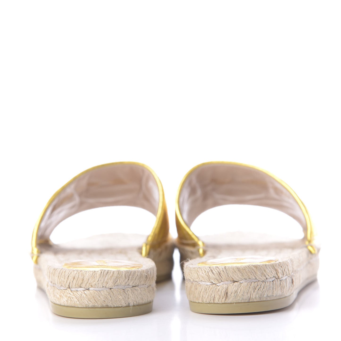 Metallic Nappa Matelasse GG Marmont Espadrille Slide Sandals 41 Oro