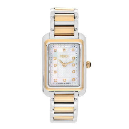 Fendi Stainless Steel Diamond Mother of Pearl 20mm Classico Rectangle Quartz Watch 1 of 4