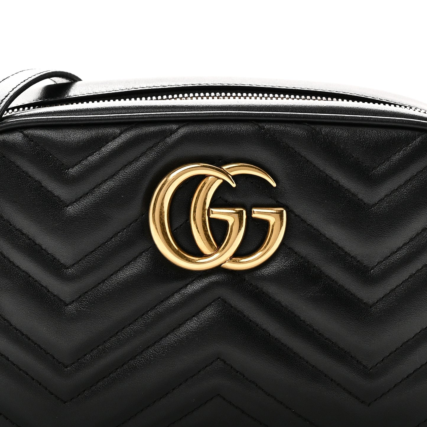 Calfskin Matelasse Small GG Marmont Chain Shoulder Bag Black