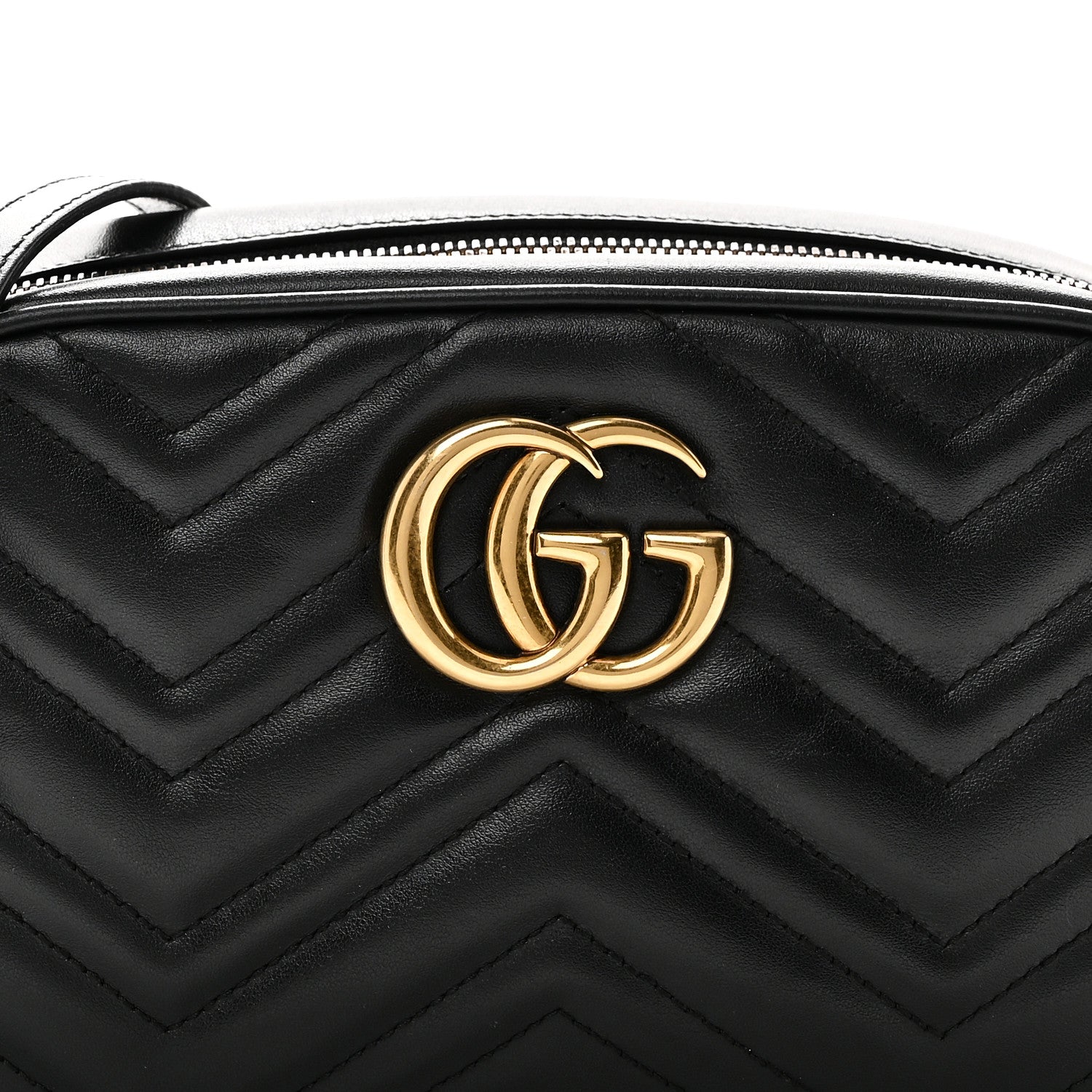 Gucci Calfskin Matelasse Small GG Marmont Chain Shoulder Bag Black 8 of 11
