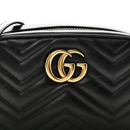 Gucci Calfskin Matelasse Small GG Marmont Chain Shoulder Bag Black 8 of 11