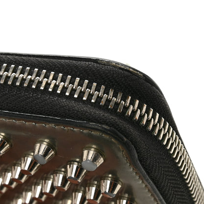Christian Louboutin Metallic Patent Panettone Spiked Zip Around Wallet Silver 11 of 12