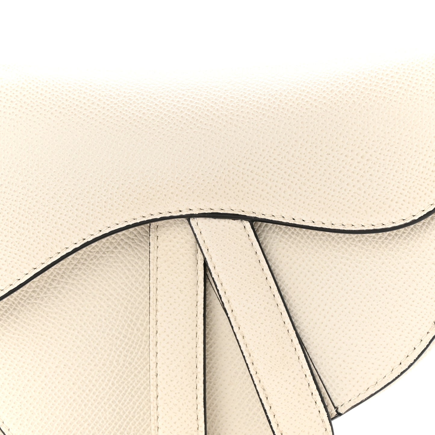 Grained Calfskin Mini Saddle Bag White