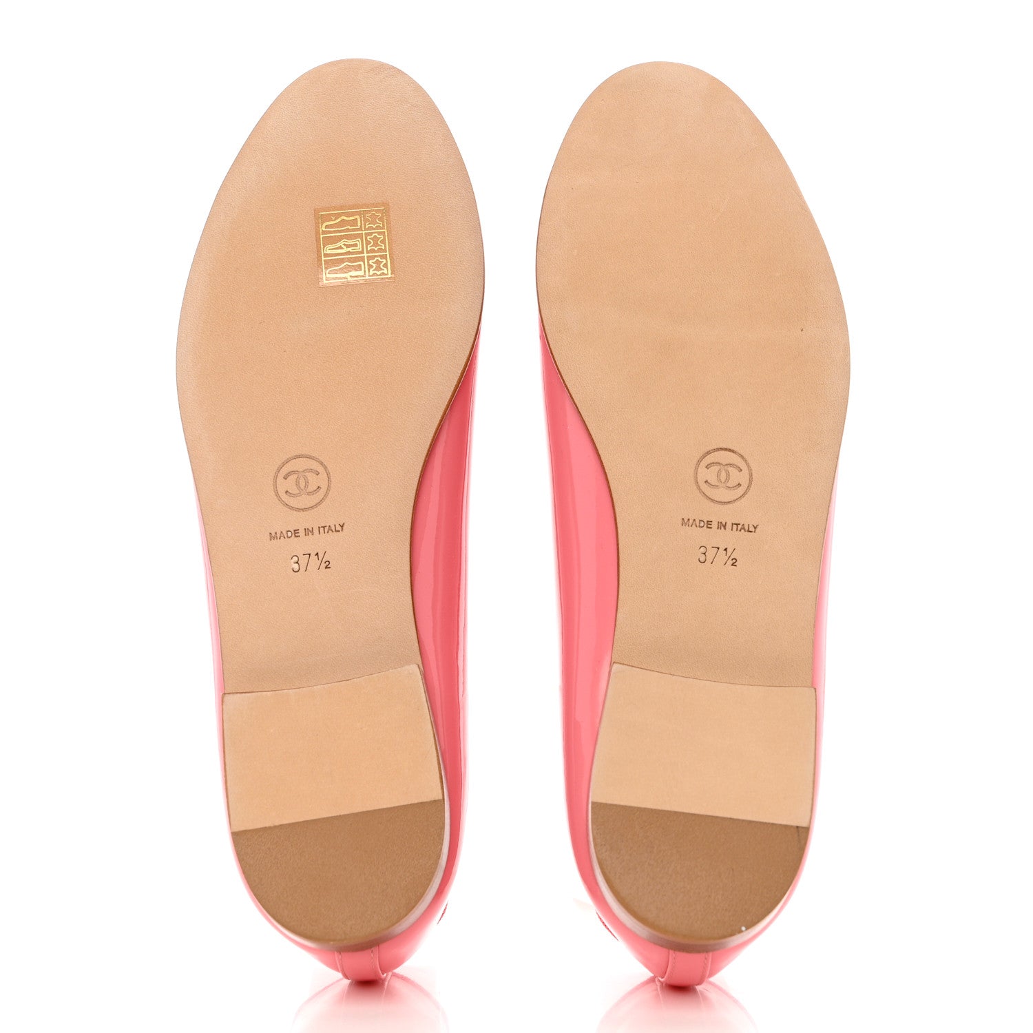 Chanel Patent Calfskin CC Cap Toe Ballerina Flats 37.5 Light Pink 5 of 9