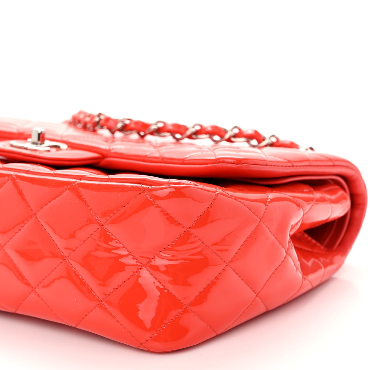 Patent Quilted Jumbo Double Flap Red