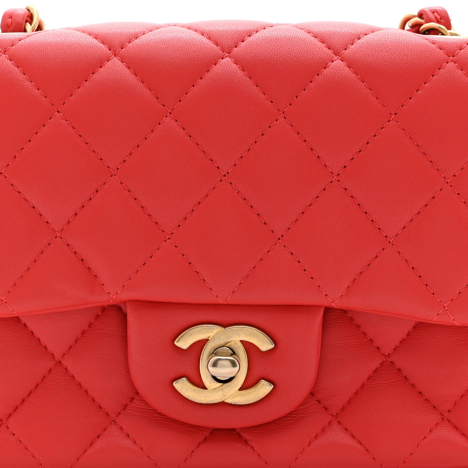 Chanel Lambskin Quilted Mini Square Flap Red 8 of 10