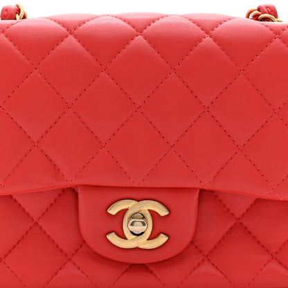 Chanel Lambskin Quilted Mini Square Flap Red 8 of 10