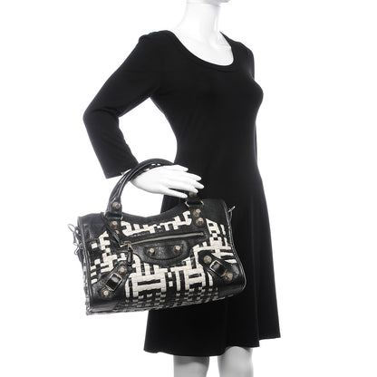 Balenciaga Agneau Lattice Woven Giant 21 City Black White 2 of 11