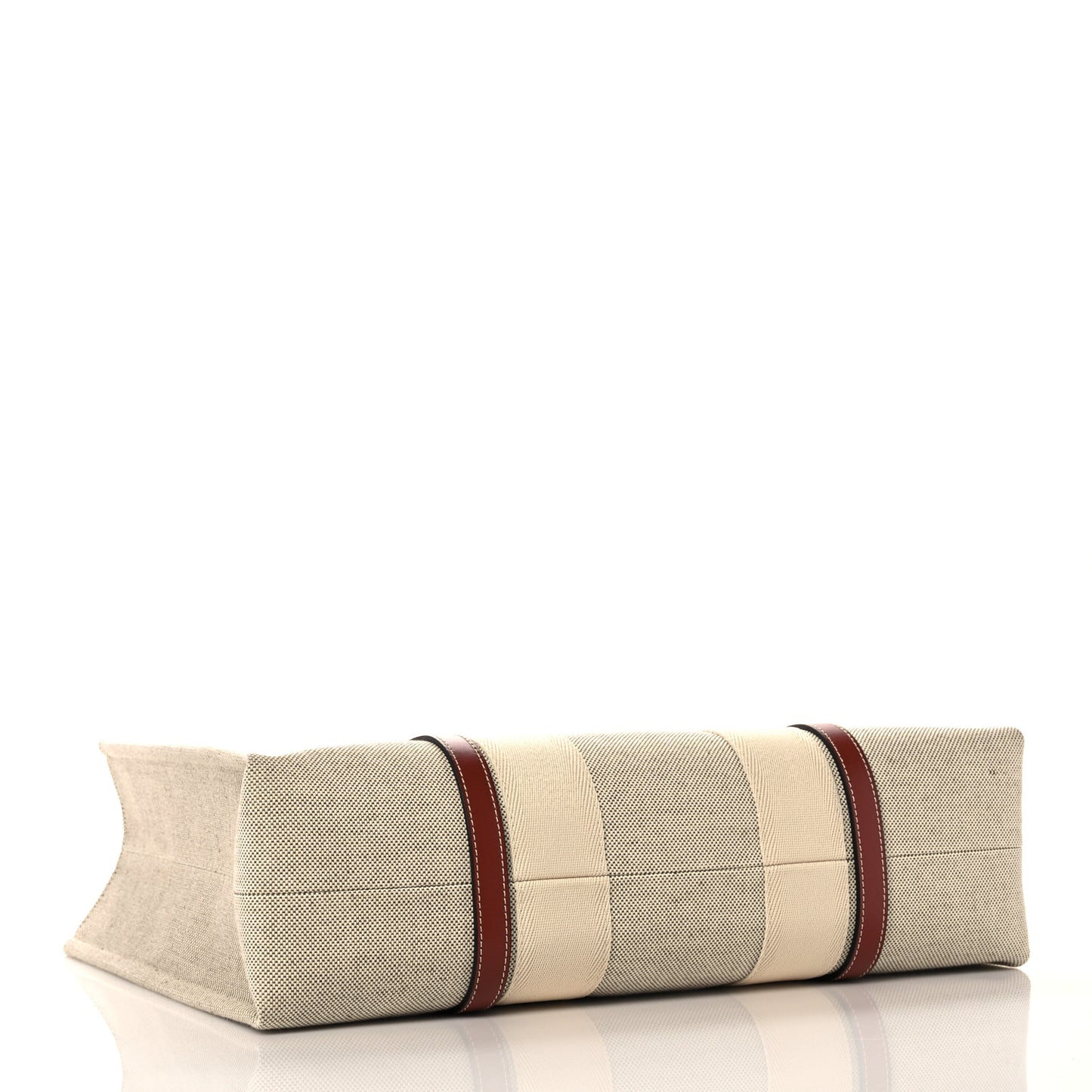 Cotton Calfskin Large Woody Ribbon Tote White Brown