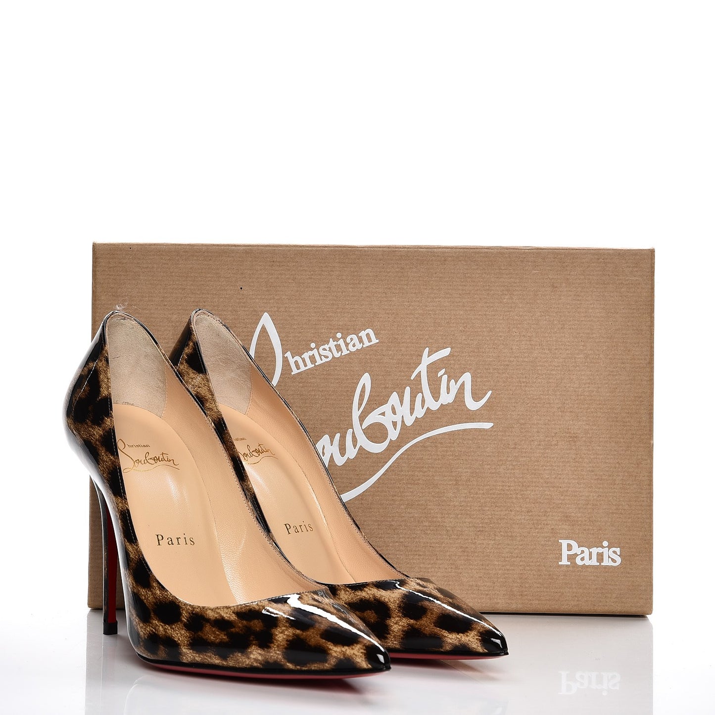 Patent Leopard Print Decollete 554 100 Pumps 36.5 Brown