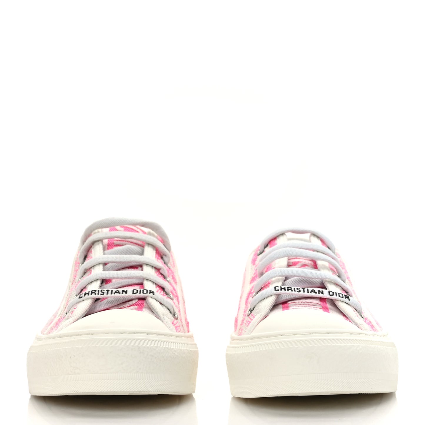 Canvas Fluo Toile De Jouy Embroidered Womens Walk'N'Dior Low Top Sneakers 37 White Fuchsia