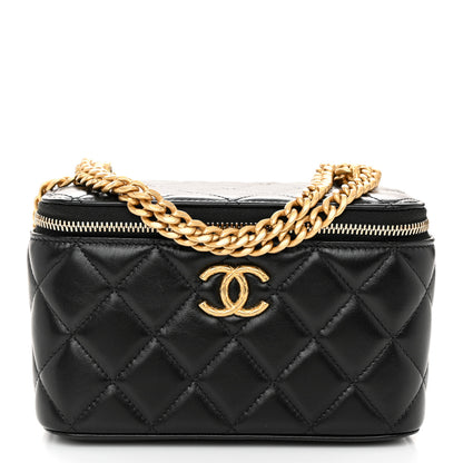 Chanel Lambskin Quilted Small Pillow Crush Vanity Case With Chain Black 1 of 11