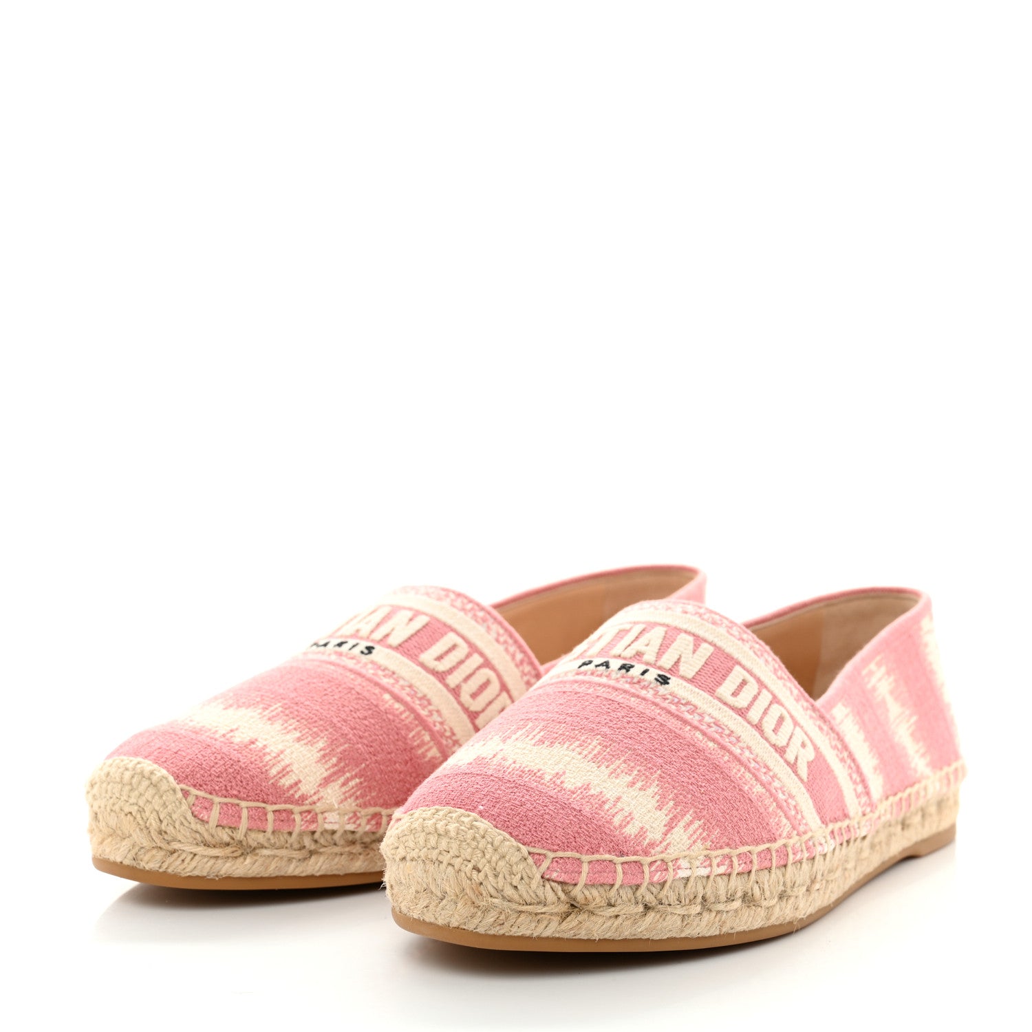 Christian Dior Cotton D-Stripes Embroidered Granville 15mm Espadrilles 39.5 Deep Nude 3 of 8