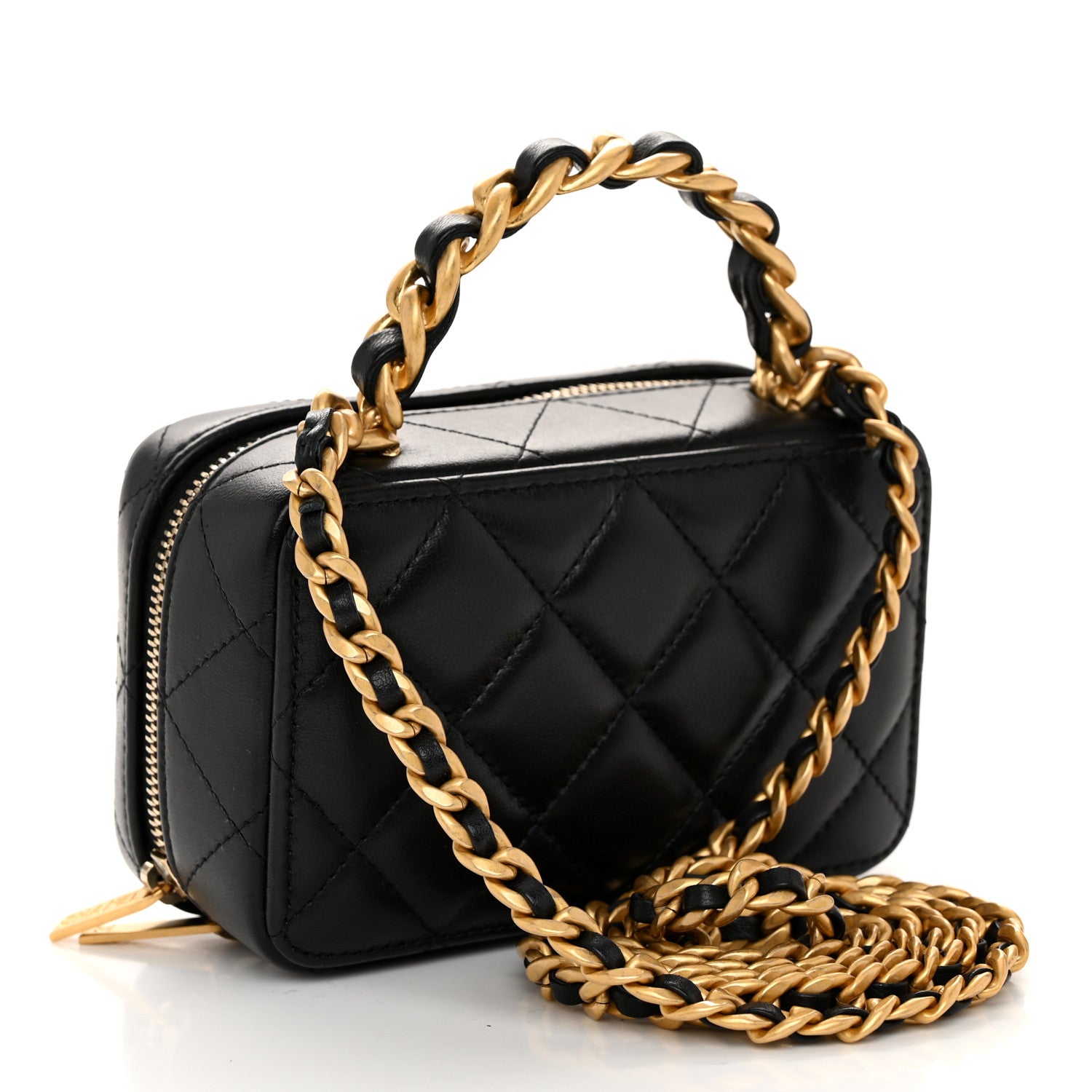 Chanel Lambskin Quilted Top Handle Mini Vanity Case Black 3 of 10