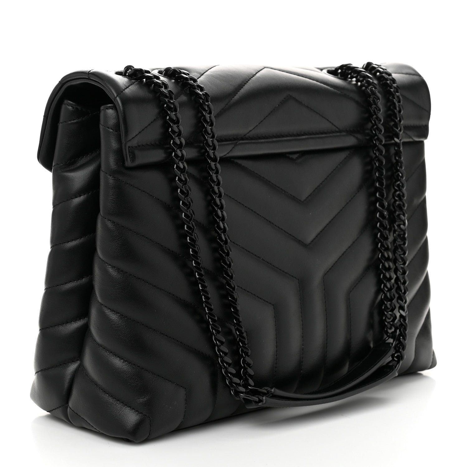Saint Laurent Calfskin Y Quilted Monogram Monochrome Medium Loulou Chain Satchel Black 3 of 10