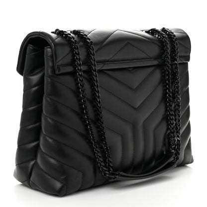 Saint Laurent Calfskin Y Quilted Monogram Monochrome Medium Loulou Chain Satchel Black 3 of 10