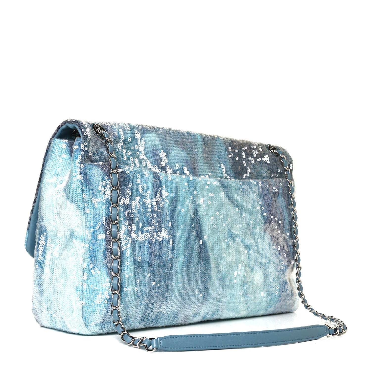 Chanel Sequin Waterfall Small XXL Travel Flap Light Blue 3 of 11