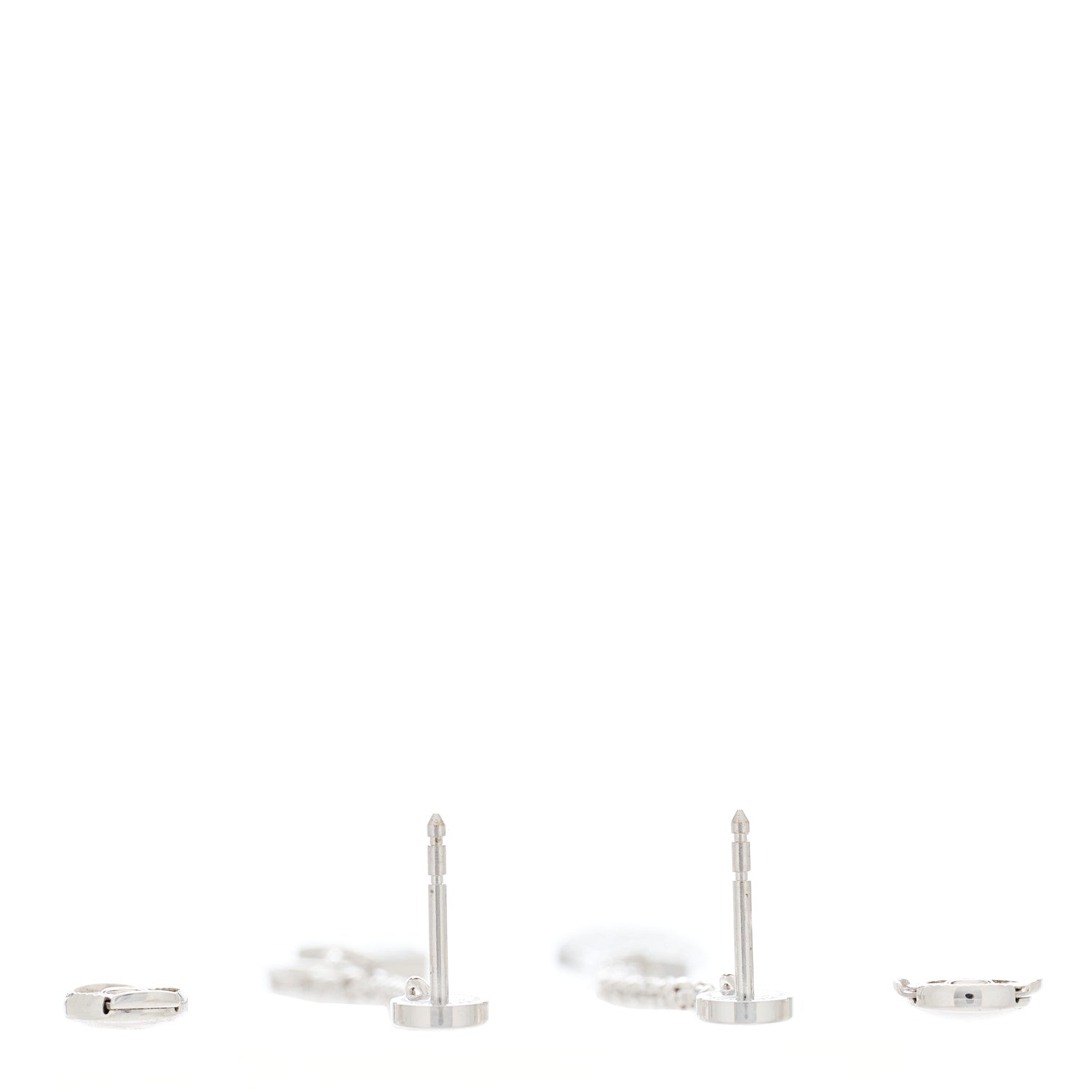 Hermes 18K White Gold Diamond Kelly Clochette Drop Earrings 3 of 7