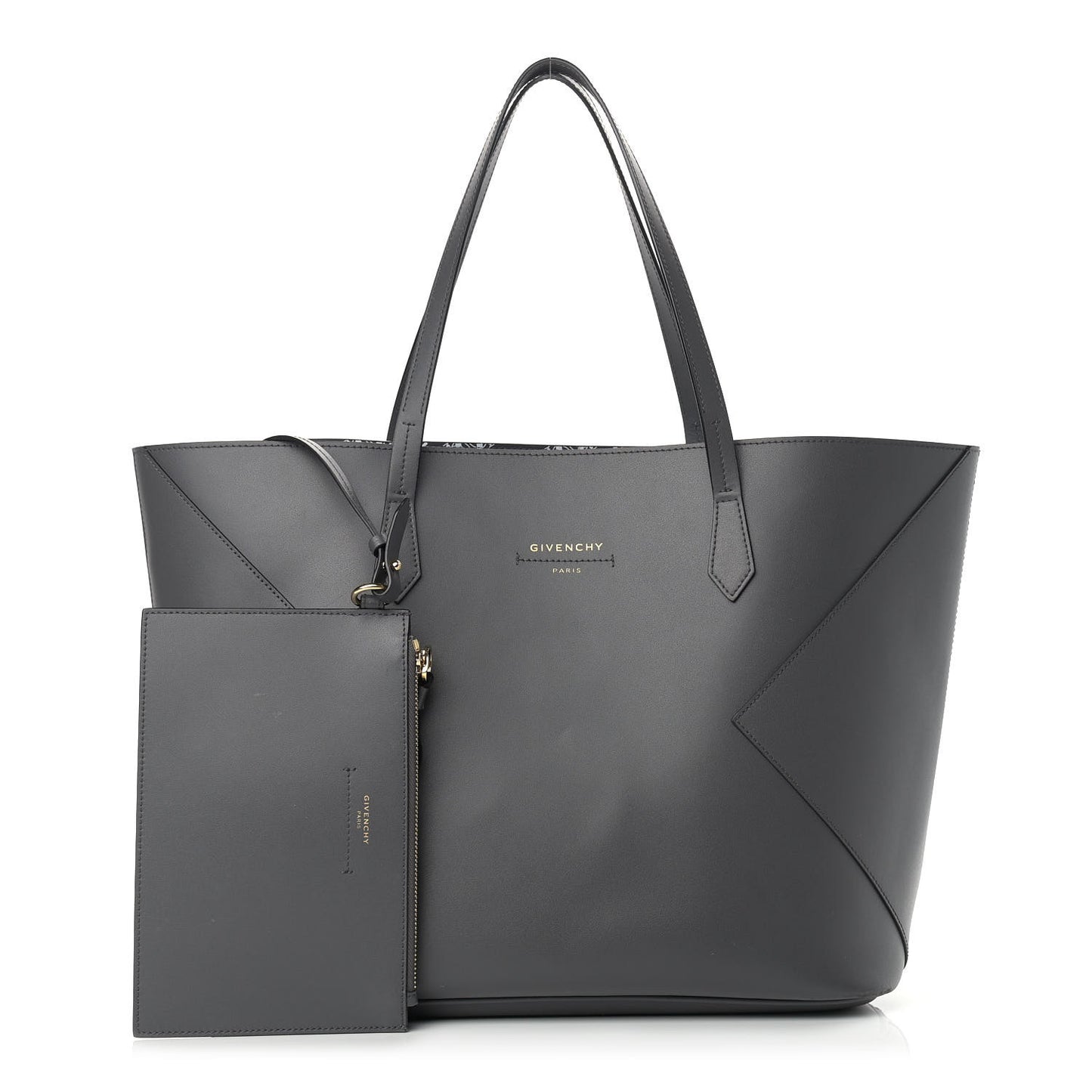 Smooth Calfskin Wing Shopper Tote Grey