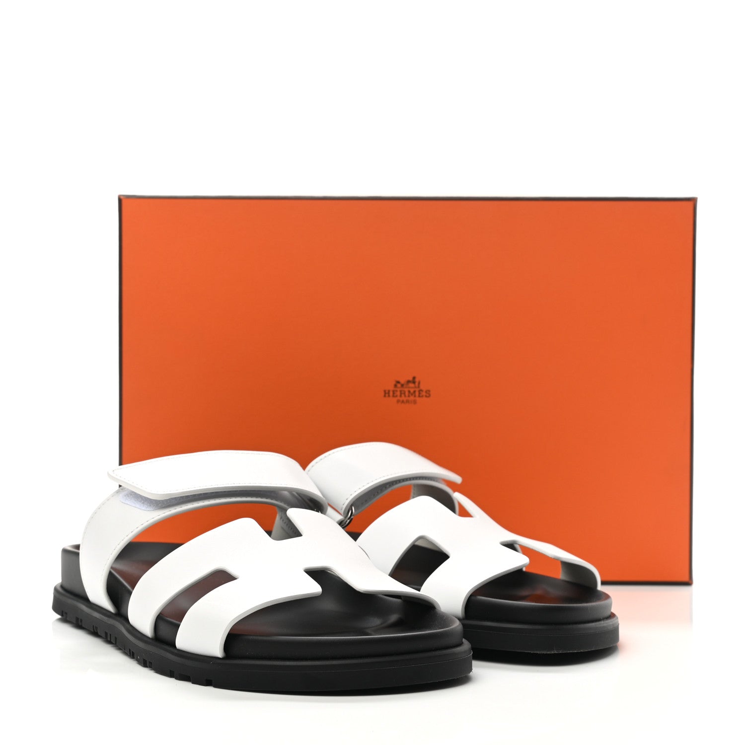 Hermes Calfskin Womens Chypre Sandals 37 White 9 of 9