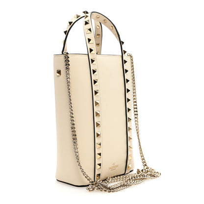 Valentino Garavani Pebbled Calfskin Rockstud North South Crossbody Bag Light Ivory 3 of 9