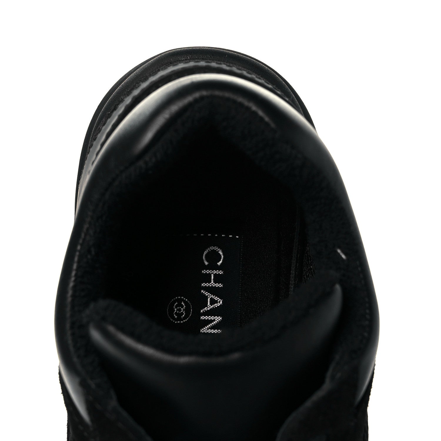 Chanel Fabric Calfskin Suede CC Sneakers 37.5 Black 5 of 8