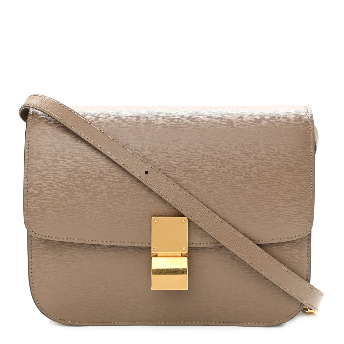 Liege Calfskin Medium Classic Box Flap Bag Taupe