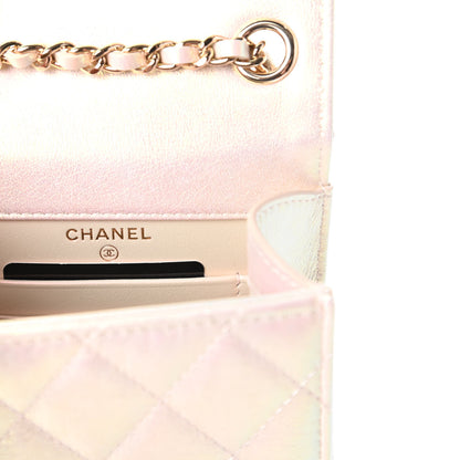 Chanel Iridescent Lambskin Quilted CC Phone Holder Ivory 8 of 11