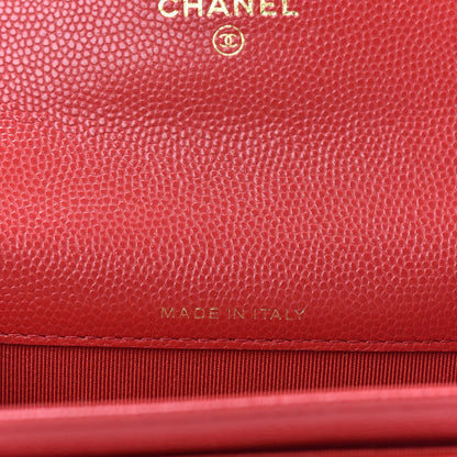 Chanel Caviar Quilted Flap Card Holder Wallet Red 7 of 9