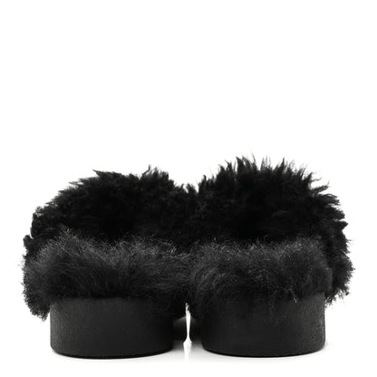 Chanel Suede Shearling CC Cap Toe Mules 36 Black 6 of 10